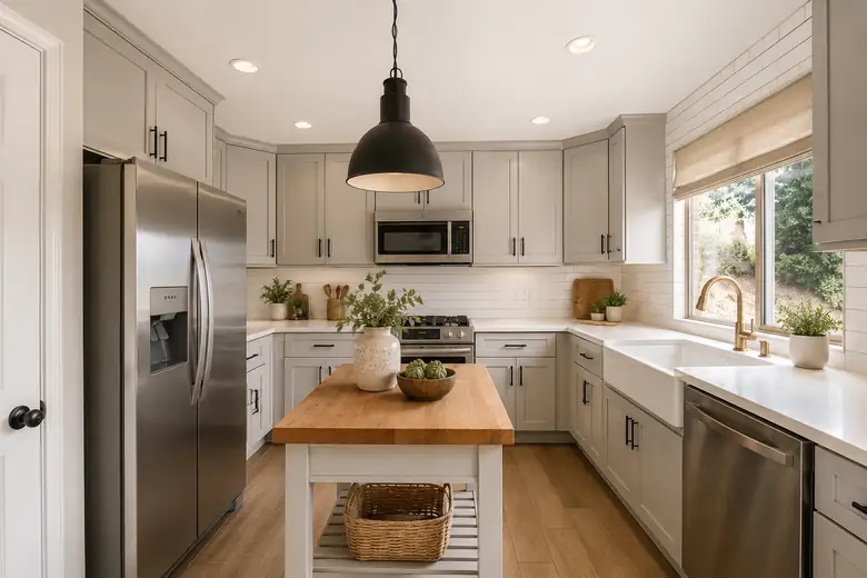Modern farmhouse kitchen — after